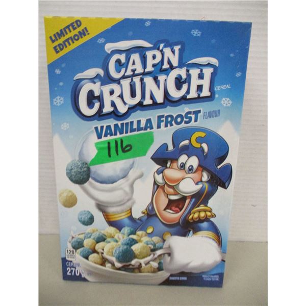 SHELF PULLS (AS IS):  CAPTAIN CRUNCH VANILLA FROST CEREAL (270G) - BOX