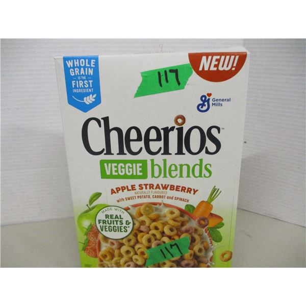 SHELF PULLS (AS IS):  CHEERIOS VEGGIE BLEND APPLE STRAWBERRY CEREAL (300G) - BOX