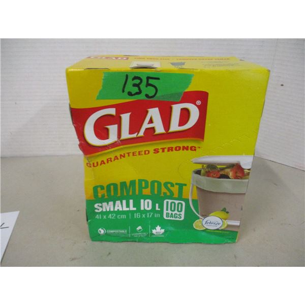 SHELF PULLS (AS IS):  GLAD COMPOST BAGS (16) - BOX