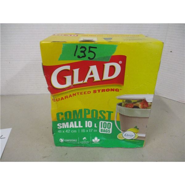 SHELF PULLS (AS IS):  GLAD COMPOST BAGS (16) - BOX