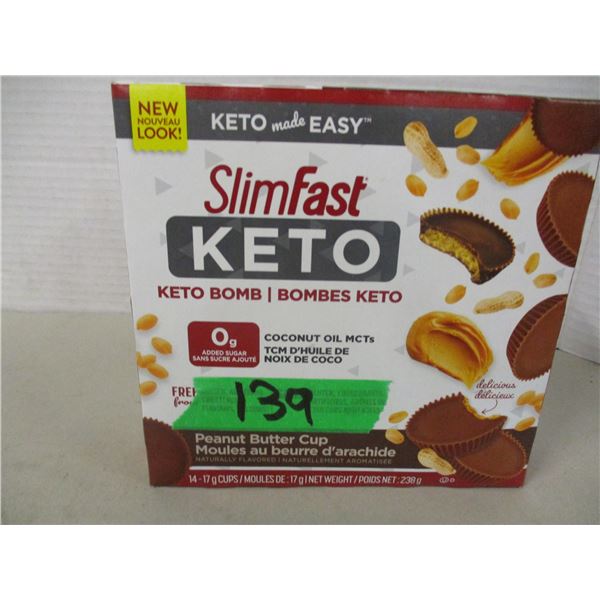 SHELF PULLS (AS IS):  KETO PEANUT BUTTER CUPS (14 X 17G) - BOX