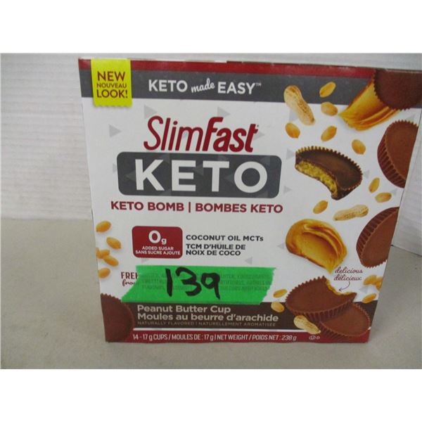 SHELF PULLS (AS IS):  KETO PEANUT BUTTER CUPS (14 X 17G) - BOX