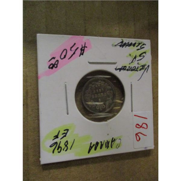 1896 EF VICTORIAN CANADA SILVER FIVE CENT