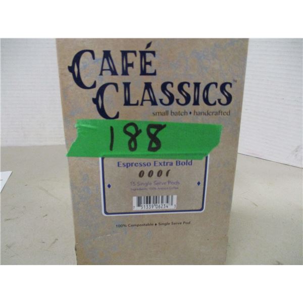 SHELF PULLS (AS IS):  ESPRESSO EXTRA BOLD COFFEE (15 SINGLE SERVE PODS) - BOX