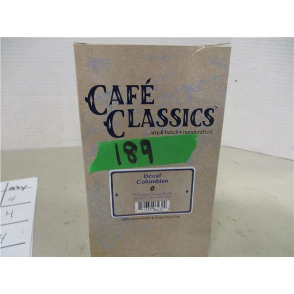 SHELF PULLS (AS IS):  DECAF COLUMBIAN COFFEE (15 SINGLE SERVE PODS) - BOX