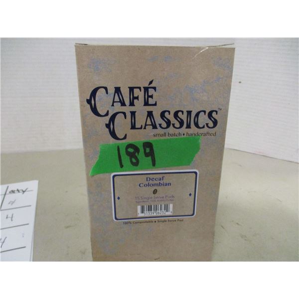 SHELF PULLS (AS IS):  DECAF COLUMBIAN COFFEE (15 SINGLE SERVE PODS) - BOX