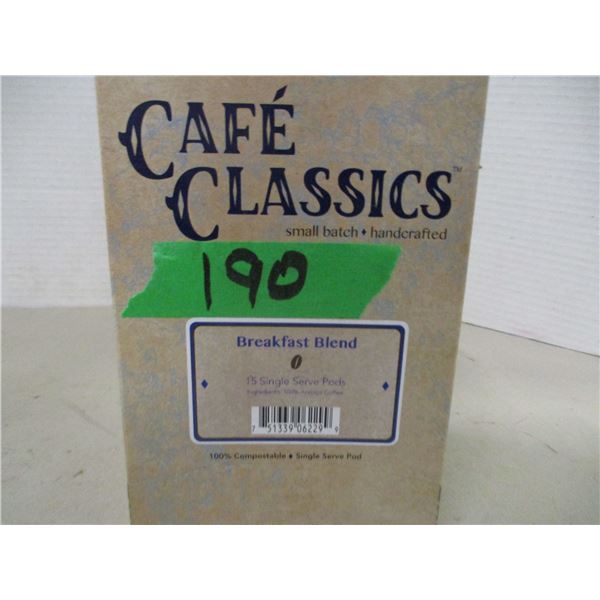 SHELF PULLS (AS IS):  BREAKFAST BLEND (15 SINGLE SERVE PODS) - BOX