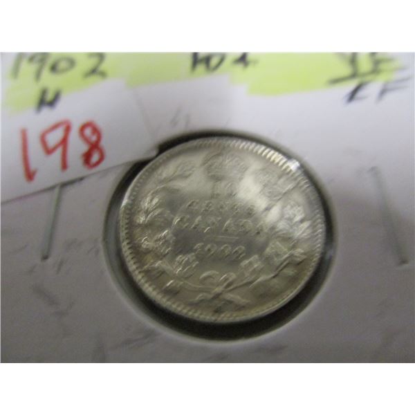 1902 H VF/EF KING EDWARD VII CANADA SILVER DIME