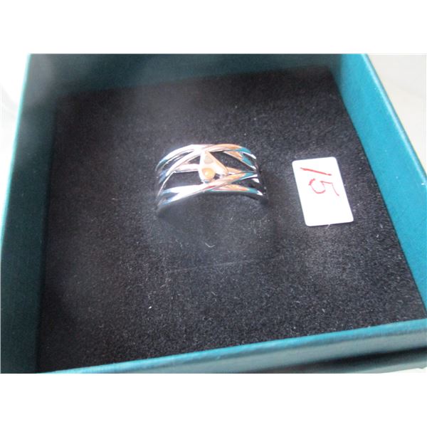 LADIES 925 SILVER HEART RING (SIZE 10)