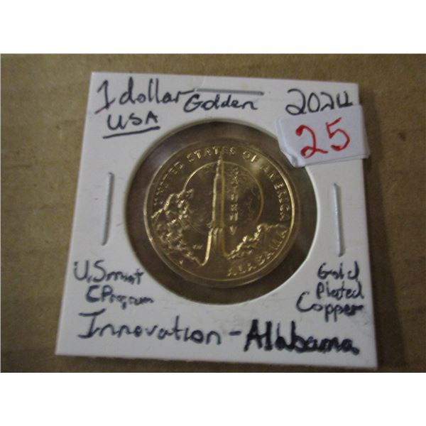 2024 UNCIRCULATED BRILLIANT ALABAMA GOLDEN DOLLAR (US MINT)