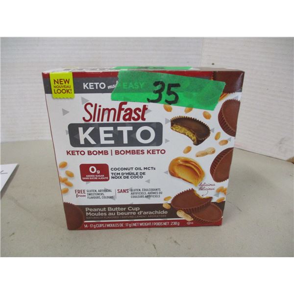 SHELF PULLS (AS IS):  KETO PEANUT BUTTER CUPS (14 X 17G) - BOX