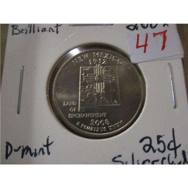 2008 UNCIRCULATED BRILLIANT NEW MEXICO QUARTER