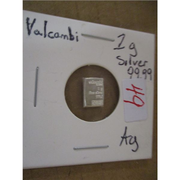 1 GRAM VALCAMBI SILVER INGOT (99.99 AG)