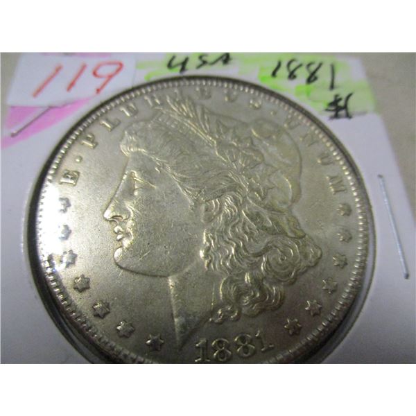 1881 USA MORGAN SILVER DOLLAR