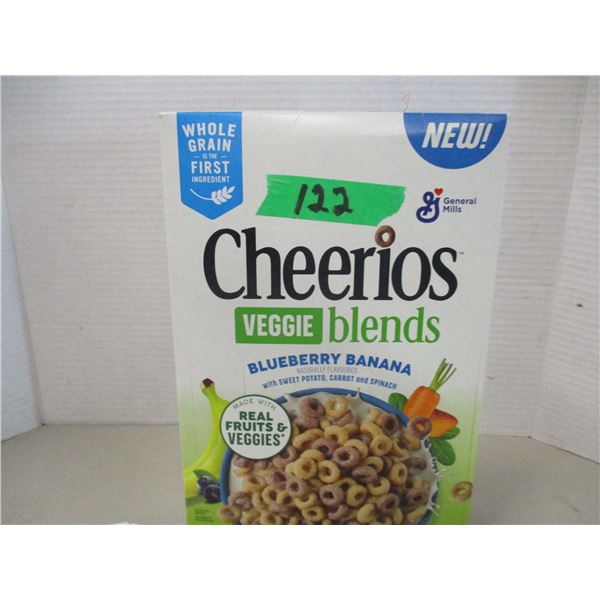 SHELF PULLS (AS IS):  CHEERIOS VEGGIE BLEND BLUEBERRY BANANA CEREAL (300G) - BOX