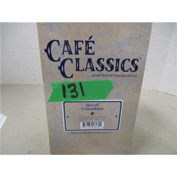 SHELF PULLS (AS IS):  DECAF COLUMBIAN COFFEE (15 SINGLE SERVE PODS) - BOX