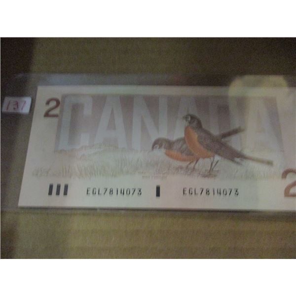 1986 CRISP UNCIRCULATED BIRD SERIES LAST OF CANADA $2 BILLS
