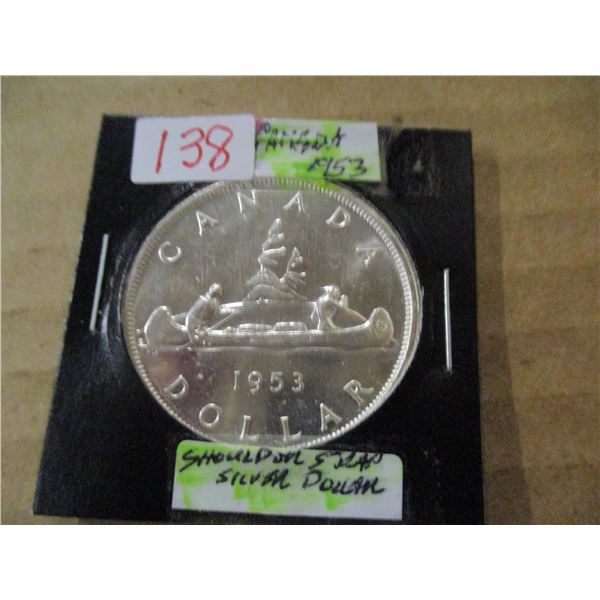 1953 CH/BU CHOLDER STRAP CANADA SILVER DOLLAR