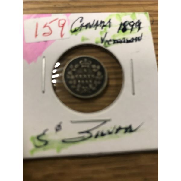 1899 VF CANADA VICTORIAN SILVER FIVE CENT