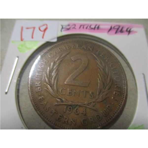 1964 SCARCE BRITISH QUEEN ELIZABETH II 2 CENT PIECE