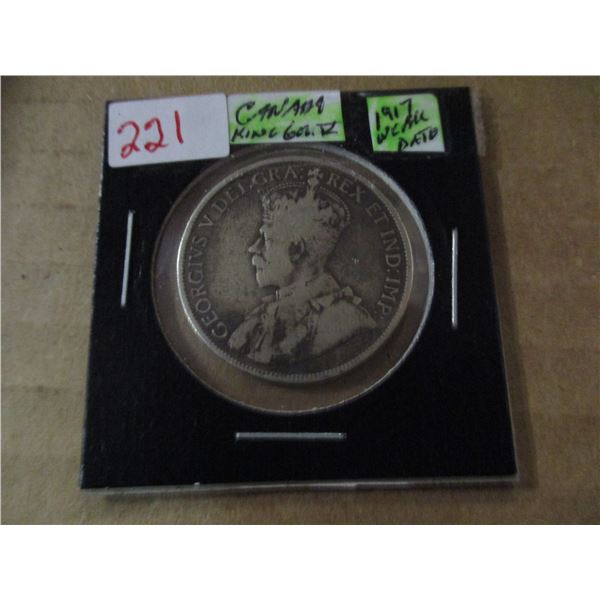 1917 CANADA KING GEORGE V SILVER HALF DOLLAR