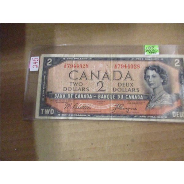 1954 DEVILS FACE SCARCE CANADA $2 BILL