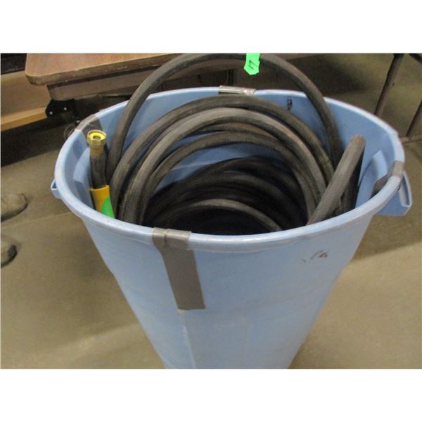 GARBAGE CAN C/W APPROX 50' WATER HOSE