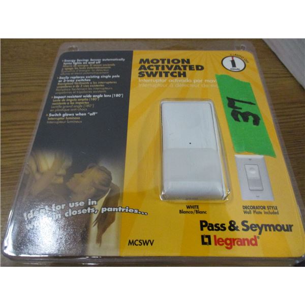 NEW:  MOTION ACTIVATED LIGHT SWITCH (GREAT FOR PANTRIES, CLOSETS)