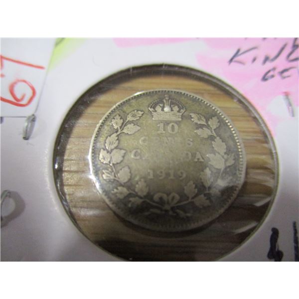 1919 CANADA KING GEORGE V SILVER DIME