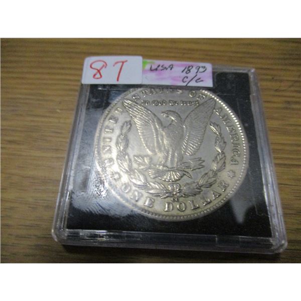 1893 CARSON CITY MORGAN USA SILVER DOLLAR (NOT TESTED - AS IS - SILVER CONTENT NOT VERIFIED)