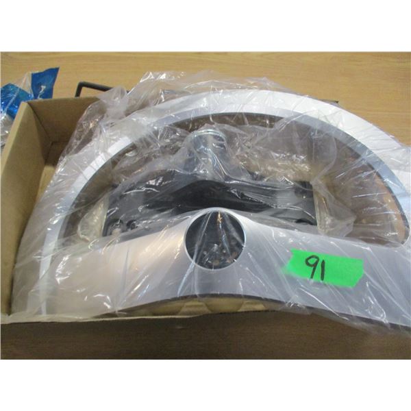 BOX C/W TV MOUNT, CANDLES, ETC