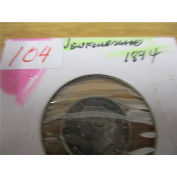 1894 EF VICTORIAN NEWFOUNDLAND SILVER FIVE CENT