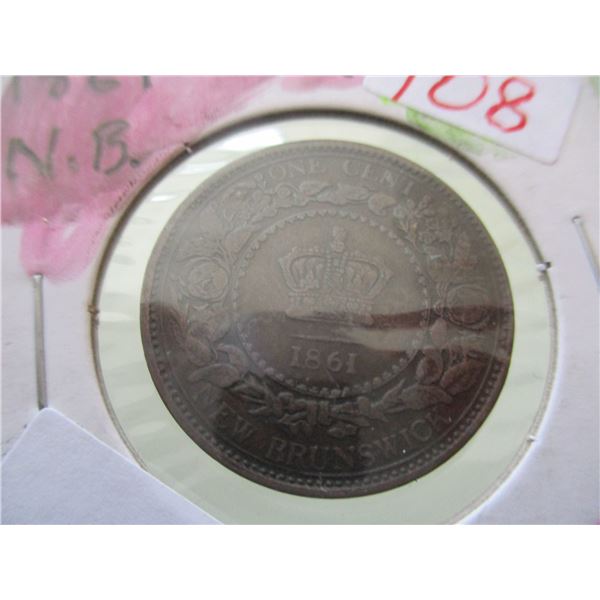 1861 VICTORIAN NEW BRUNSWICK VICTORIAN LARGE PENNY