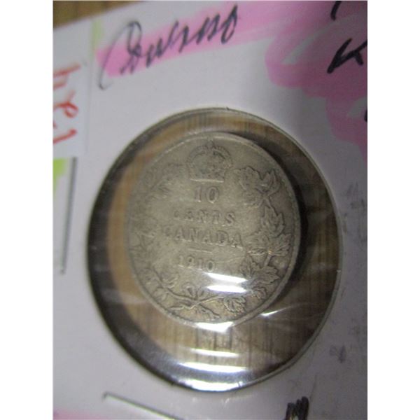 1910 CANADA KING EDWARD VII SILVER DIME