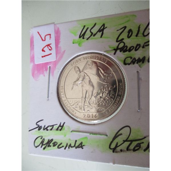 2016 PROOF CAMEO SOUTH CAROLINA USA QUARTER
