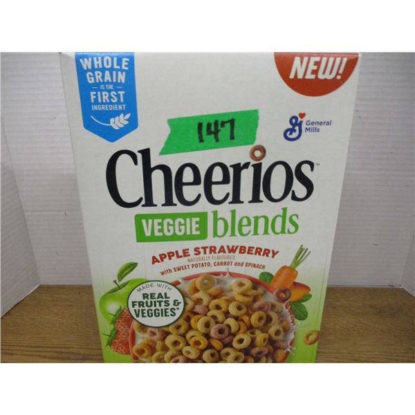 SHELF PULLS (AS IS):  CHEERIOS VEGGIE BLEND APPLE STRAWBERRY CEREAL (300G) - BOX
