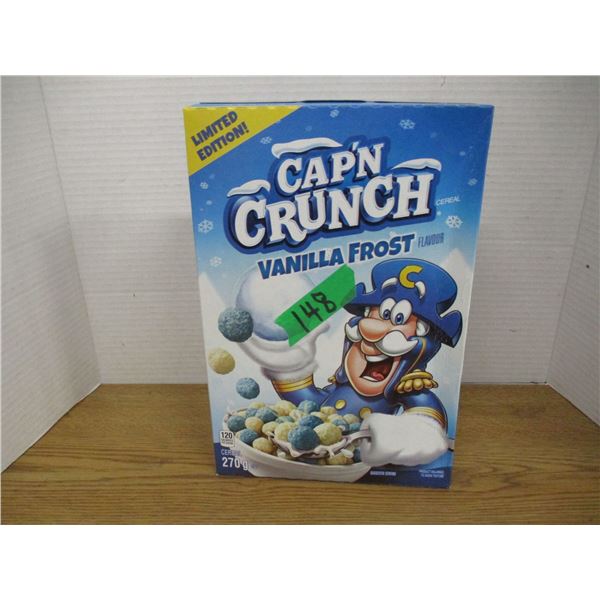 SHELF PULLS (AS IS):  CAPTAIN CRUNCH VANILLA FROST CEREAL (270G) - BOX
