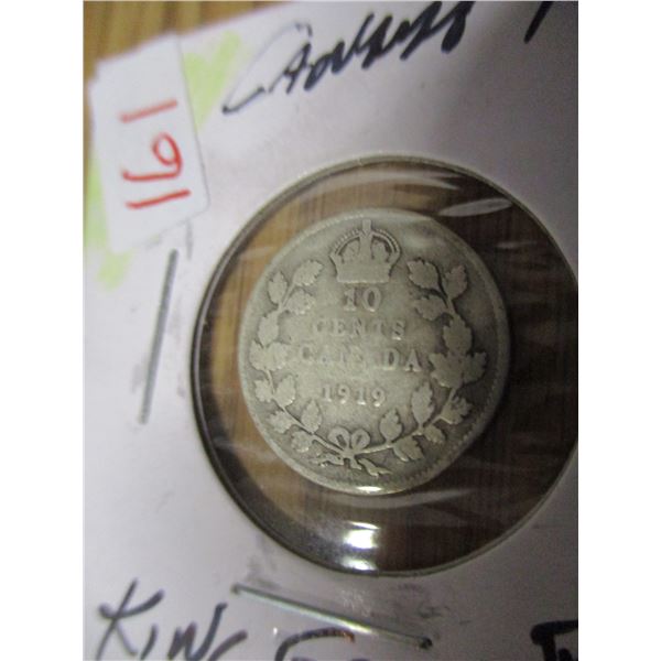 1919 CANADA KING GEORGE V SILVER DIME
