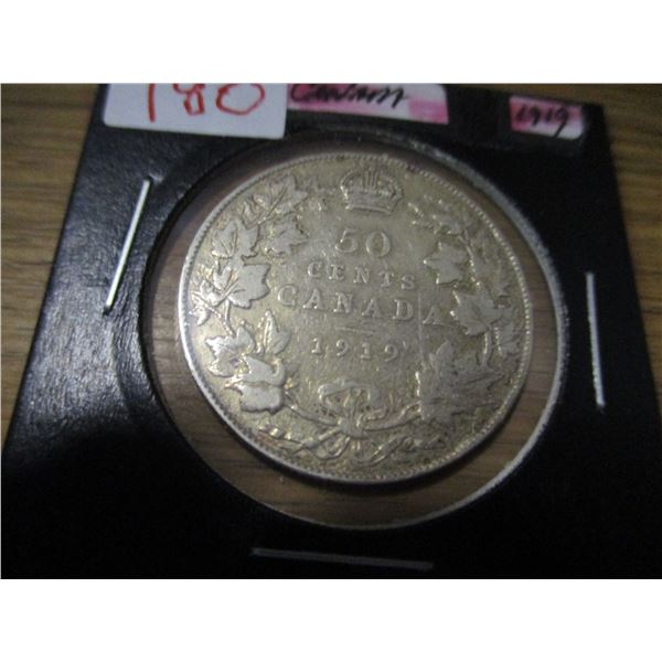 1919 CANADA KING GEORGE V SILVER HALF DOLLAR