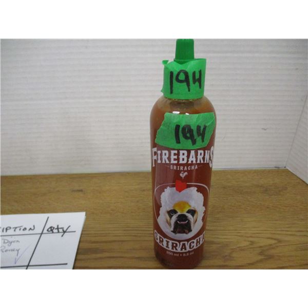 SHELF PULLS (AS IS):  FIREBARNS SRIRACHA SAUCE (250 ML) - JAR