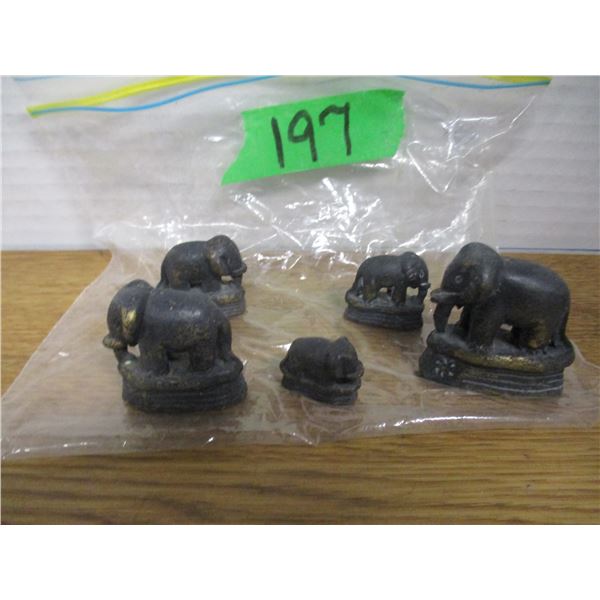 ESTATE:  5 BRASS ELEPHANT ORNAMENTS