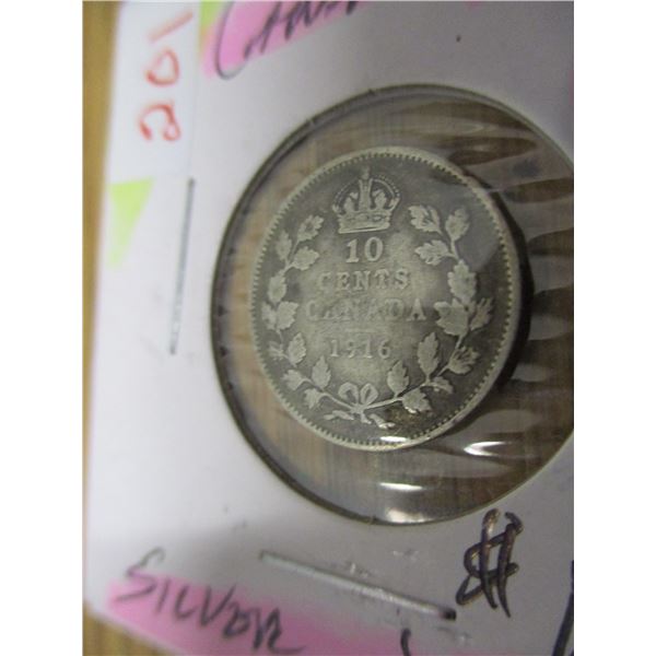 1916 CANADA KING GEORGE V SILVER DIME