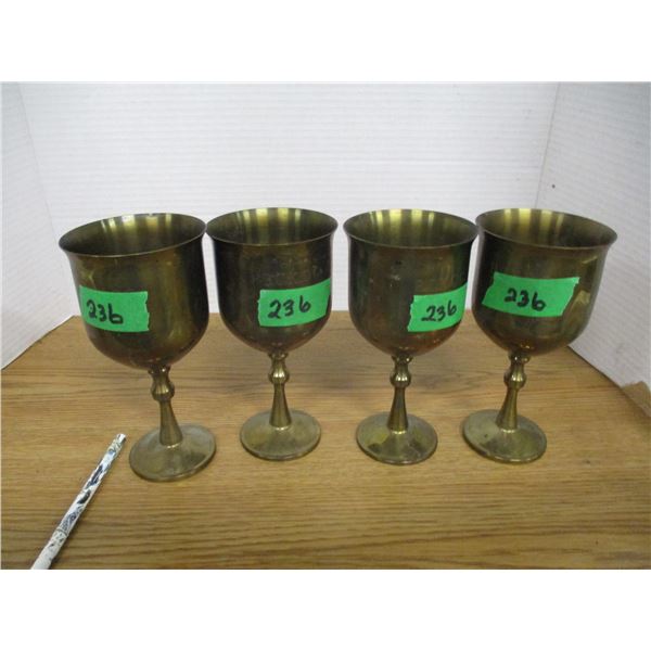 ESTATE:  4 BRASS GOBLETS