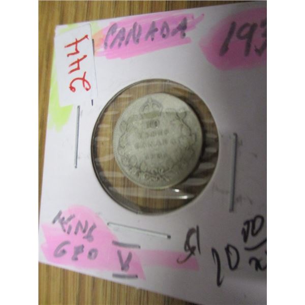 1931 CANADA KING GEORGE V SILVER DIME