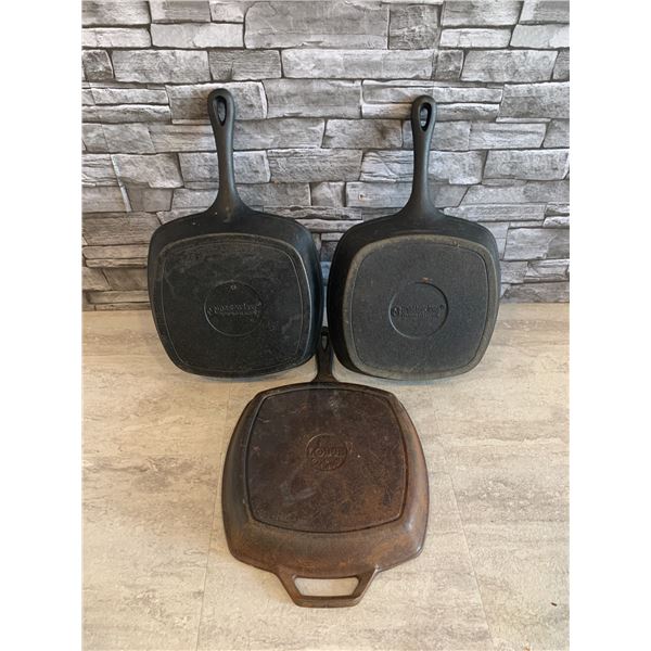 Lot of 3 Cast Iron Pans