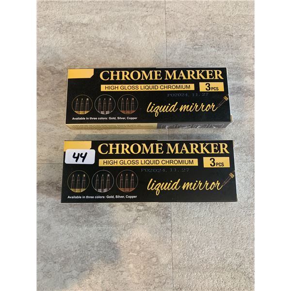 Lot of 2 Chrome Marker Liquid Mirror 3Pcs Per Pac High Gloss Liquid Chromium