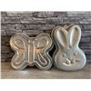 Image 1 : Lot of 2 Butterfly Bunny  Figures Aluminum  Cake Pans