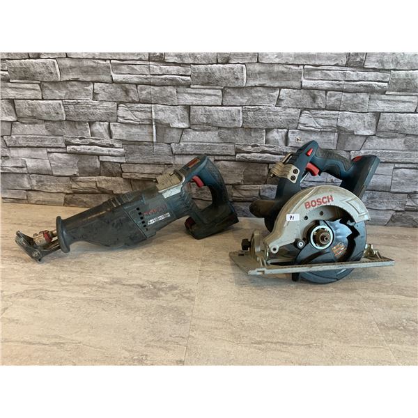 Lot of 2 Bosch 6 1/2" Circular Saw & a Bosch Recipracating Saw