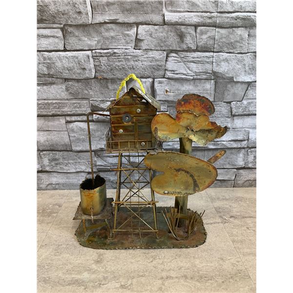 Vintage Metal Water Tower Music Box - Sankyo Japan Music Box