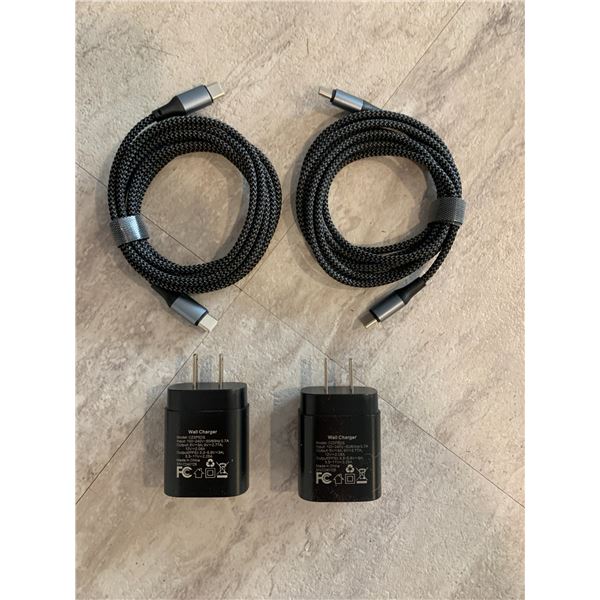 24w Fast Charger Type C 2 C 6 Foot 2 Pack With 2 Wall Blocks